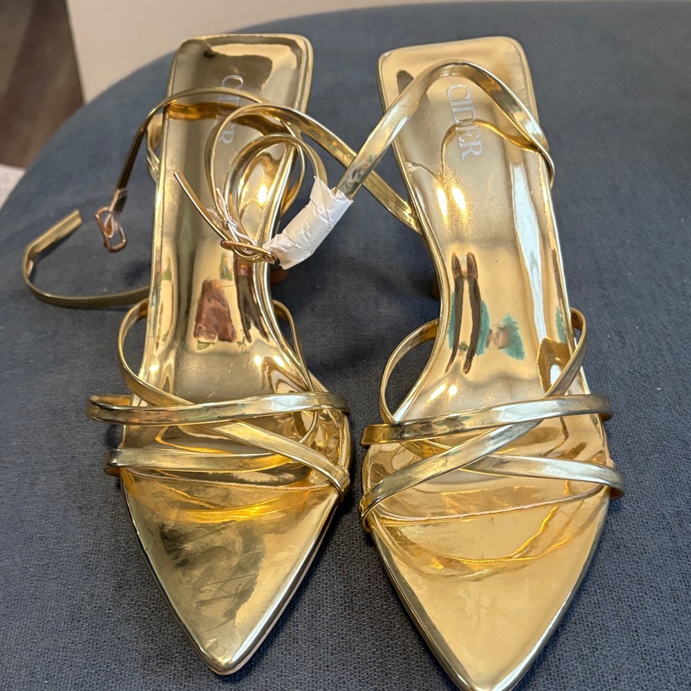 Cider Metallic Gold Strappy Heels